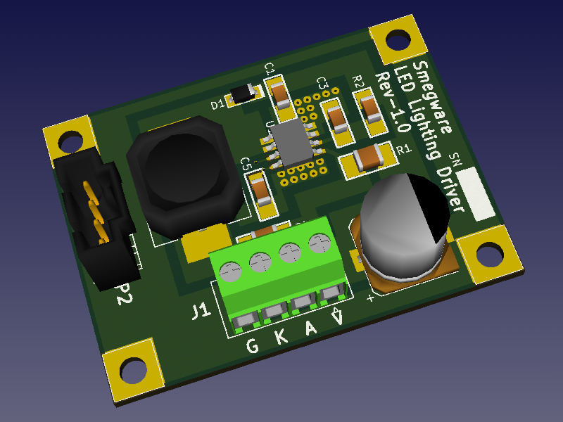 MAX16832 PCB KiCad 3D Rendering.