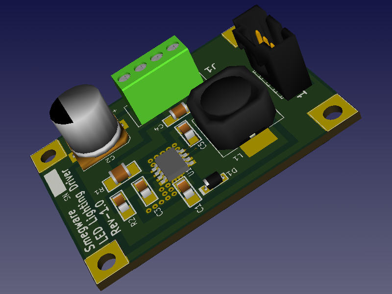 MAX16832 PCB KiCad 3D Rendering.